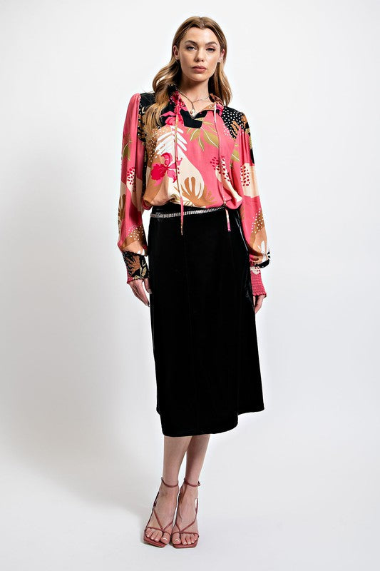 Abstract Leaf Print Blouse