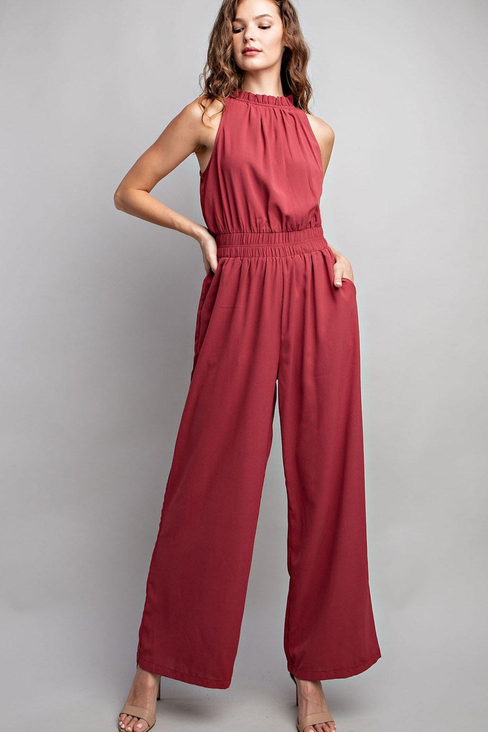 Halter Mock Neck Jumpsuit