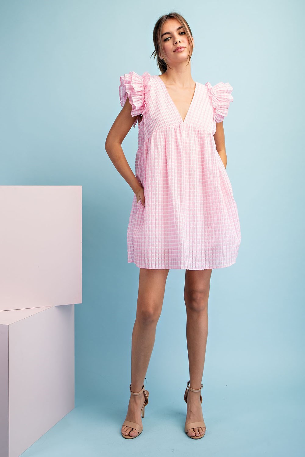 Pink Checked Dress