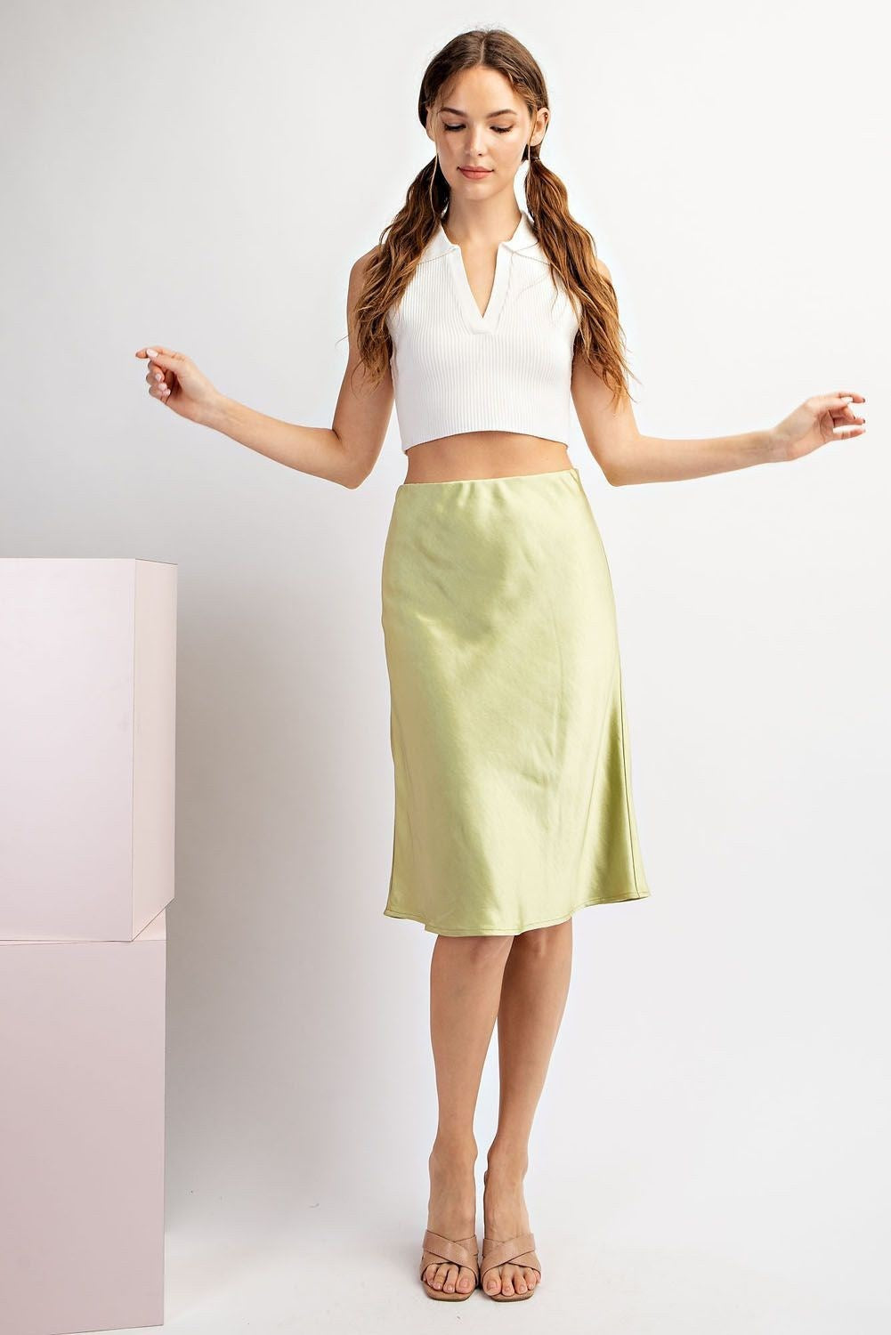 Satin Midi Skirt