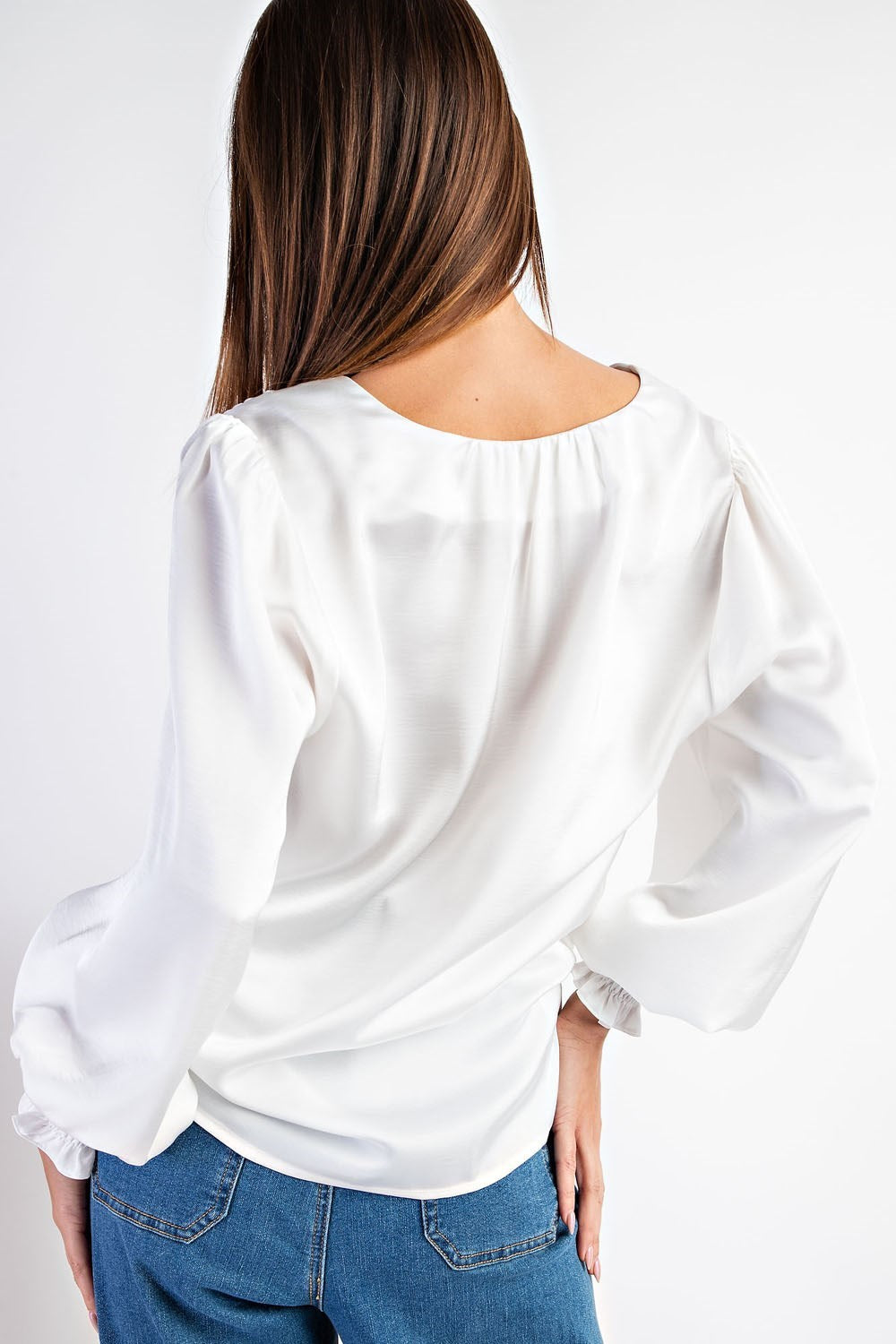 Satin V Neck Blouse