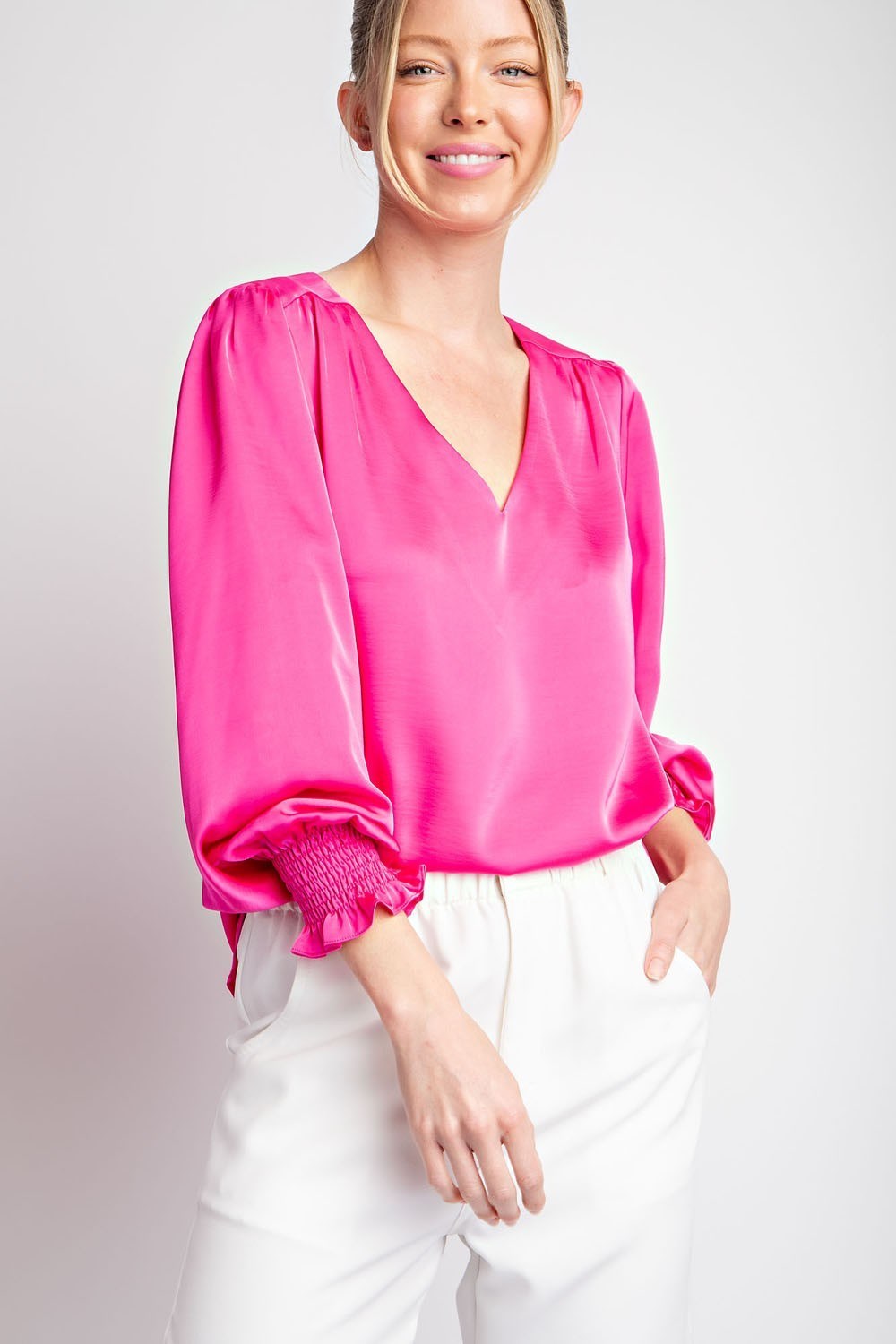 Satin V Neck Blouse