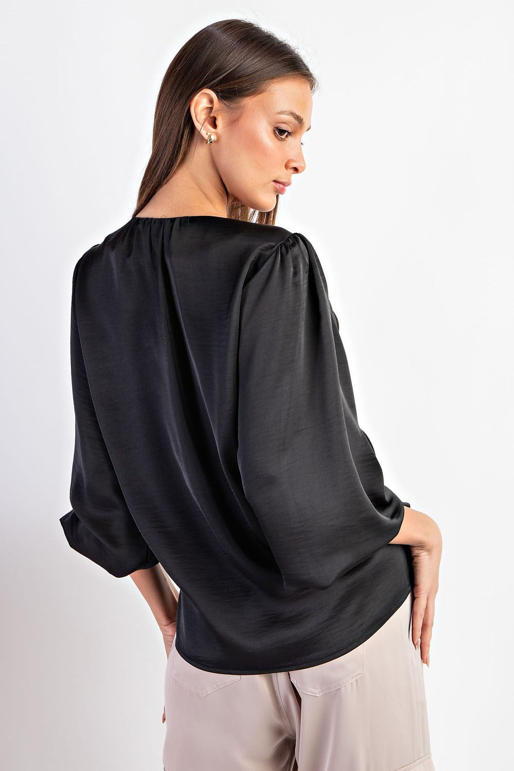 Satin V Neck Blouse