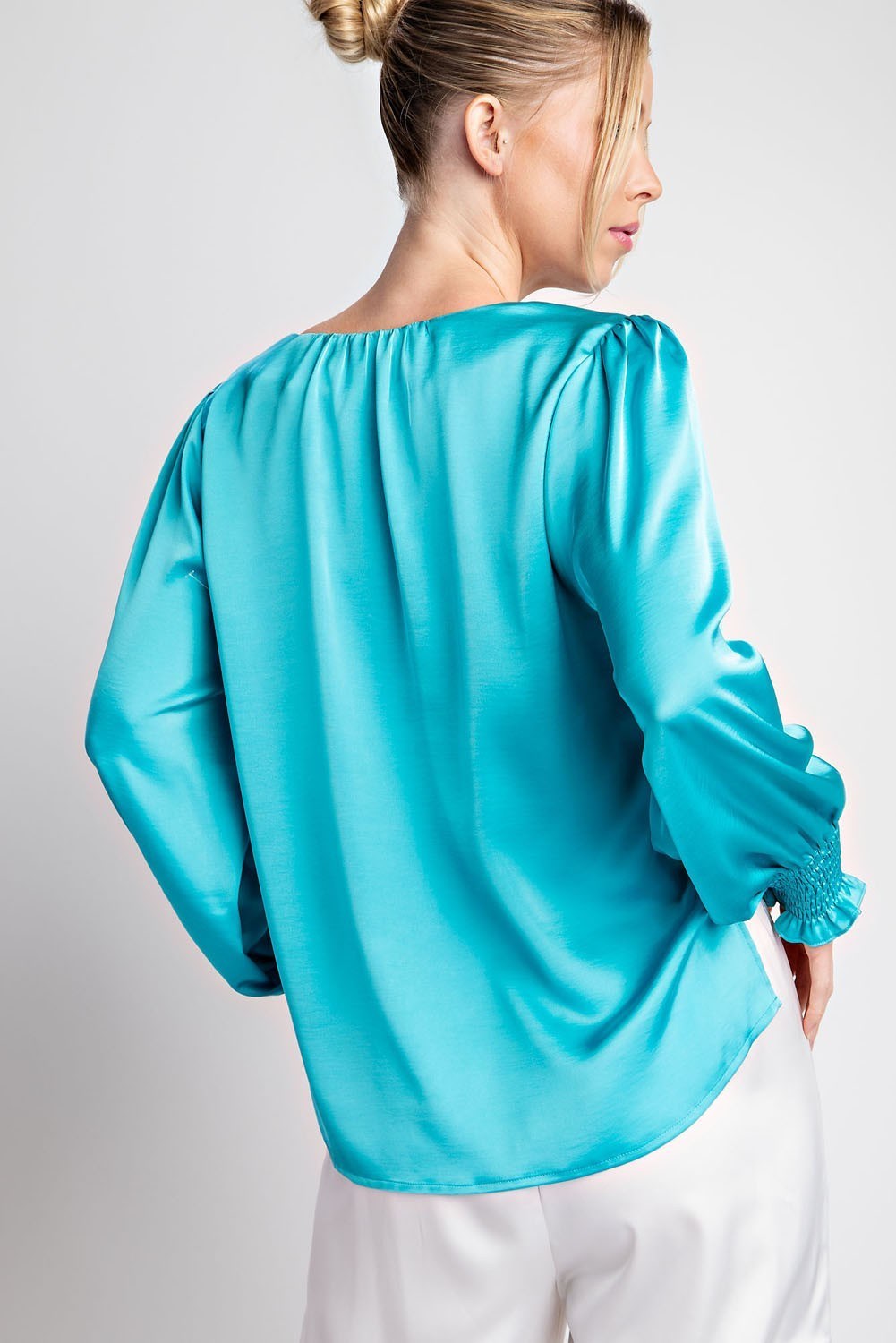 Satin V Neck Blouse