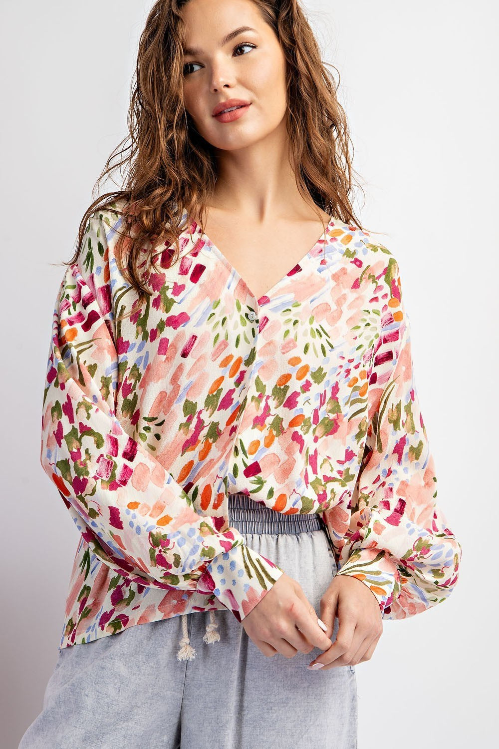 Colorful Long Sleeve Blouse